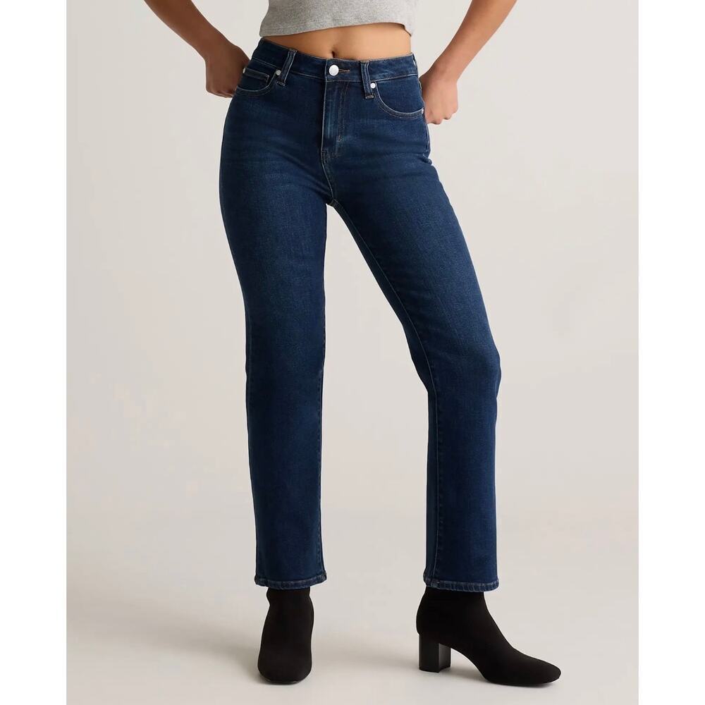 Quince Stretch High Rise Straight Jeans Midnight Blue Size 26